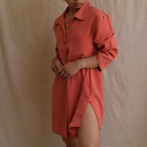 VTG 90's Button down dress shirt tunic rust Medium